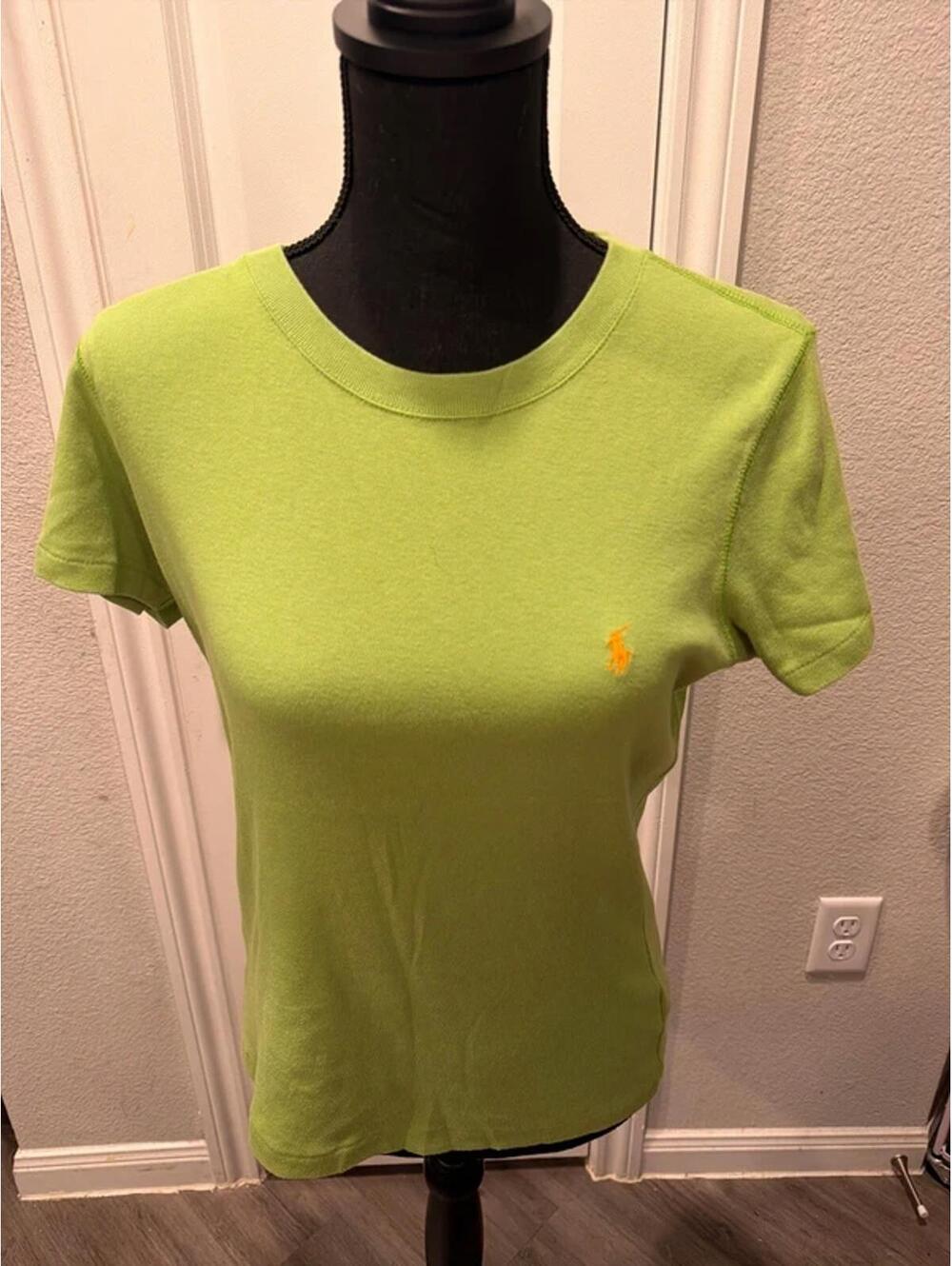 Ralph Lauren Classic Green Polo Shirt with Orange Logo